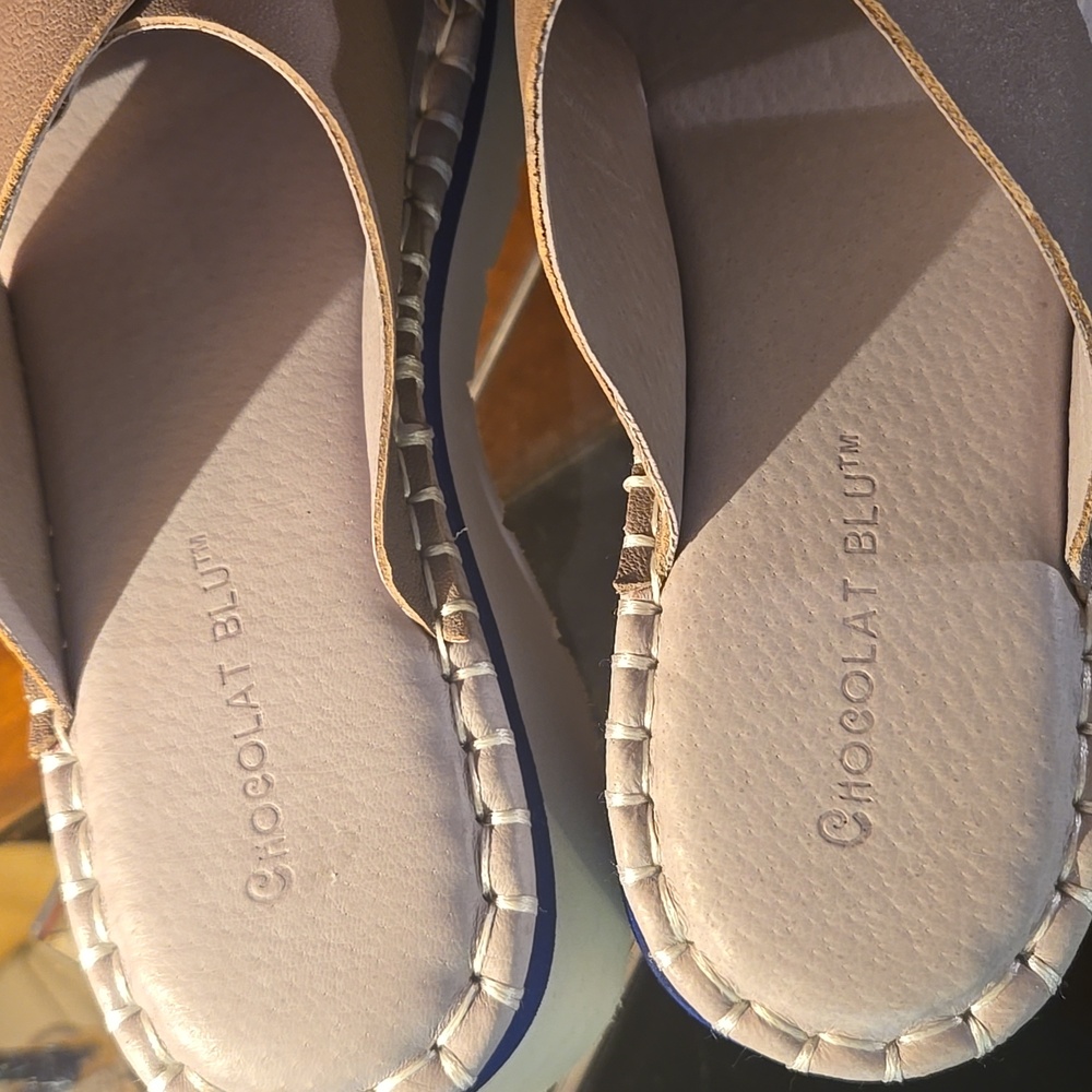 Chocolate Blu Magic Platform Slide Sandal In Gunmetal Leather Size 36 (6) - Picture 7 of 9